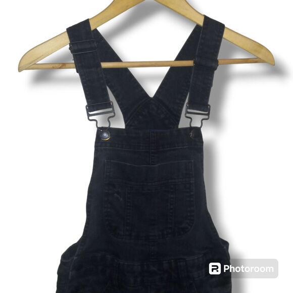 Blue Spice Black Distressed Denim Overalls-Size 0-Skinny Leg-Pockets-Adjustable - Picture 2 of 11
